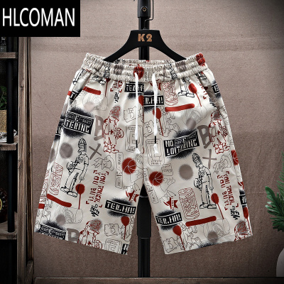 HLCOMAN潮牌沙滩裤男夏季休闲大裤衩花短裤宽松薄款篮球裤冰丝速干五分裤