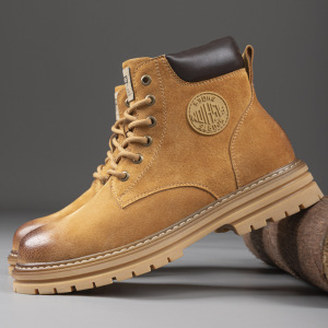 马丁靴男2023新款潮流皮靴情侣款靴子男女高帮工装大黄靴加绒棉鞋