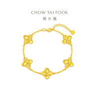周大福 ING系列 五花手链 足金四叶草黄金手链(工费:1280计价)F233885七夕礼物