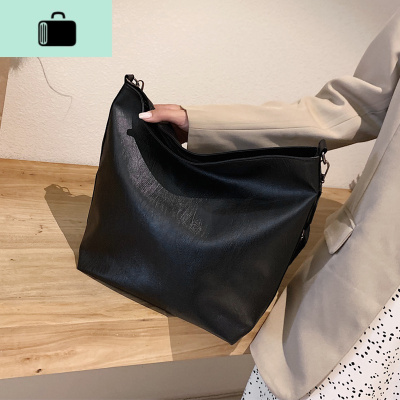 女包包2020新款潮斜挎包大容量女韩版百搭时尚大学生上课包托特包NEW LAKE 黑色女士单肩包