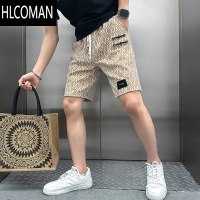 HLCOMAN高级感格子短裤男潮牌休闲痞帅五分男裤2025新款男士夏季薄款裤子