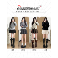 灰色毛呢百褶裙女2026新款秋季高腰a字裙jk短裙小个子秋冬半身裙