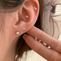 可爱童趣小鱼蝴蝶结纯银耳钉养耳洞合集耳骨钉女小巧精致耳饰送女朋友老婆情人节七夕生日礼物