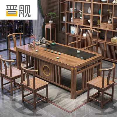 晋舰 茶台茶具套装一体禅意茶几茶桌椅套装组合泡茶台1.6明月桌+梳椅+4月牙