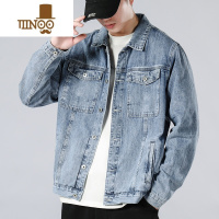 YANXU秋季新款男士牛仔外套修身夹克潮牌款休闲帅气男装牛仔衣潮流
