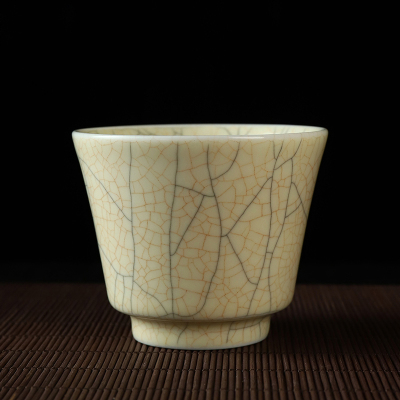 铭陶满堂开片可养汝窑主人杯高端金丝铁线家用冰裂釉个人专用茶杯