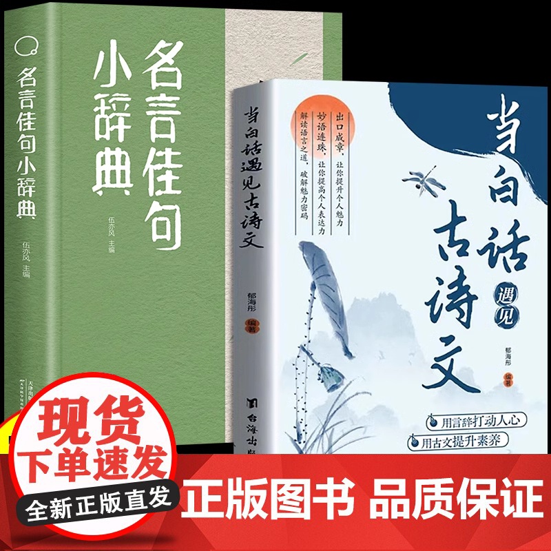 当白话遇见古诗文正版书籍全套2册 名言佳句小辞典 腹有诗书气自华素材积累和语言魅力的金句当白话文遇上遇到中国古诗词大全集