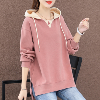 班俏BANQIAO2021年新款春秋装韩版女装宽松连帽卫衣休闲学院风上衣服潮ins慵懒