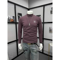 秋季新款长袖T恤半高领烫钻上衣青年时尚潮流修身百搭帅气打底衫t