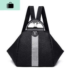 双肩包女2020新款韩版大容量背包妈妈包多用包软皮背包旅行包百搭NEW LAKE 黑色 黑色