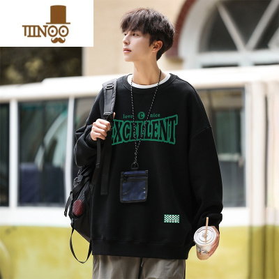 YANXU长袖t恤卫衣男2023新款美式潮牌宽松圆领打底上衣服