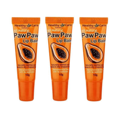 [3支]HealthyCare澳世康 木瓜润唇蜂蜜玫瑰口味10g/支澳洲原装进口滋润修护抗菌消炎改善干燥唇部皮肤四季通用