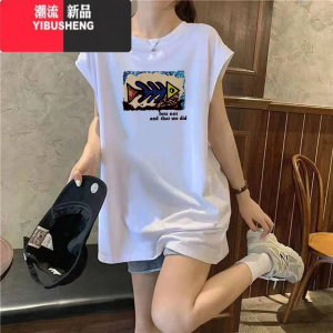 YIBUSHENG白色背心女季宽松外穿设计感美式无袖t恤中长款遮屁股上衣