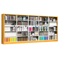锦北 书架学校图书馆阅览室书籍架落地资料档案架红色黄色 双面一列五