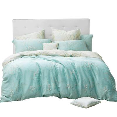 美帮汇家纺天丝套件素雅田园风天青莜苒天丝四件套