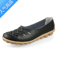 SUNTEK44软底夏季透气女鞋手工凉鞋大码平跟妈妈鞋中老年洞洞鞋镂空女鞋