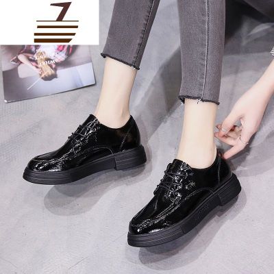 尗卡小皮鞋女英伦学院风松糕鞋厚底2020新款休闲百搭网红漆皮单鞋