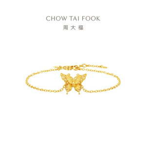周大福金丝羽蝶蝴蝶黄金手链女友足金首饰(工费:360计价)EOF1372
