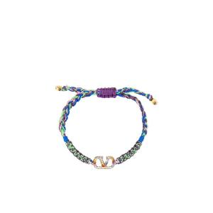 华伦天奴(Valentino)女士耳饰编织手链可调节抽拉式时尚点缀徽标 多色