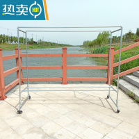 敬平镀锌钢管晾衣架双杆式户外落地晾室外防风阳台可移动室内挂衣架 长2.2米高1.8宽0.6加轮子