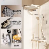 惠达(HUIDA) - TF366 花洒套装家用卫浴淋浴花洒白色置物平台增压沐浴花洒奶白奶油风