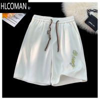 HLCOMAN美式刺绣休闲短裤男款夏季潮牌痞帅炸街五分裤宽松直筒外穿运动裤