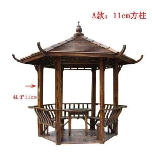 森美人凉亭户外庭院花园木亭子户外简易仿古实木六角亭定制防腐木屋凉亭