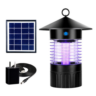 太阳能灭蚊灯户外防水室外庭院花园电蚊捕蚊灭蝇杀虫防蚊三维工匠充电灭蚊灯+太阳能板