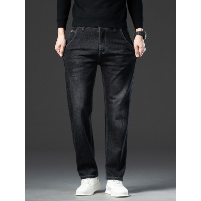 抖音牛仔裤秋季男时尚合体百搭中腰轻商务休闲水洗直筒裤