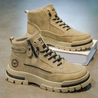 新款时尚英伦风秋冬高帮马丁靴户外徒步时尚厚底休闲运动鞋男