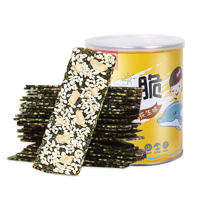 花生味夹心海苔脆即食儿童零食40g小吃紫菜大片罐装休闲食品