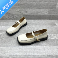 SUNTEK复古玛丽珍小皮鞋女2023夏款小香风粗跟浅口百搭一字扣乐福鞋
