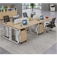 员工办公桌椅组合简约现代屏风四人位含椅