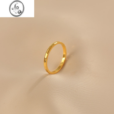 JiMi钛钢不掉色戒指女ins小众设计素圈食指戒冷淡风个性情侣指环