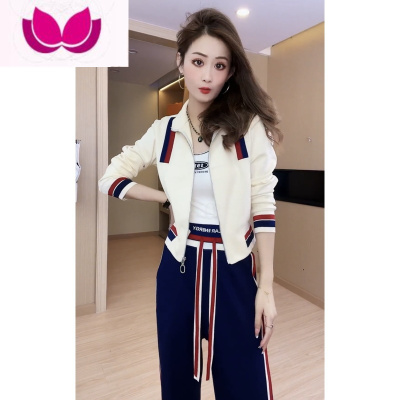 七斓欧洲站阔腿裤套装女2023年春季新款时尚洋气学院风休闲运动套