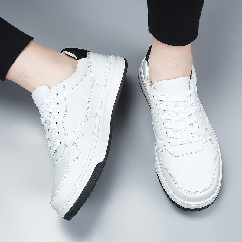 头层牛皮新款男士休闲鞋真皮透气男款小白鞋百搭潮流板鞋男鞋鞋子