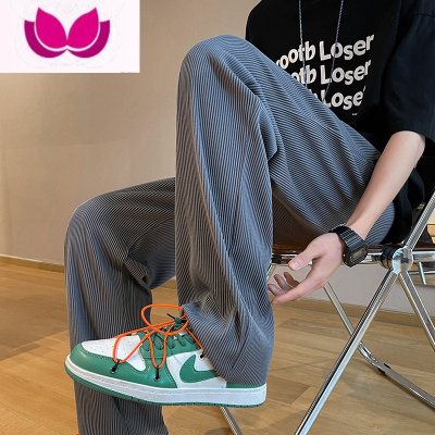 七斓冰丝裤子男港风夏季薄款ins坠感直筒长裤潮流韩版百搭阔腿休闲裤