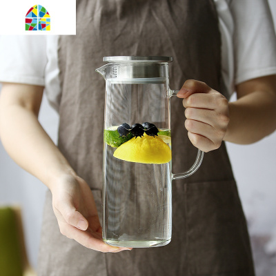 夏季无铅玻璃凉白开水壶防爆耐热加厚家用冰箱冷水壶大量杯子套装 FENGHOU 方把手三角壶1.6L+2只直筒杯凉水壶