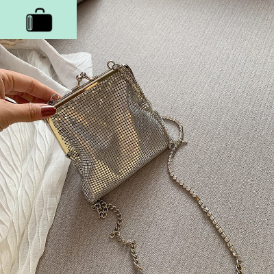 网红名媛小包包女2020夏季新款潮韩版百搭斜挎包链条单肩包小跨包NEW LAKE 银色女士单肩包
