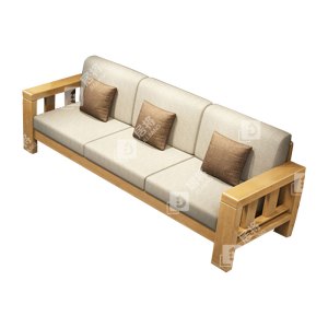 居将 JJ3113003简约实木沙发原木色实木沙发 三人位