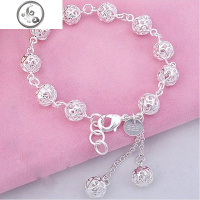 镂空球银手链女 简约流行圆珠手链日韩女士饰品送朋友生日 JiMi