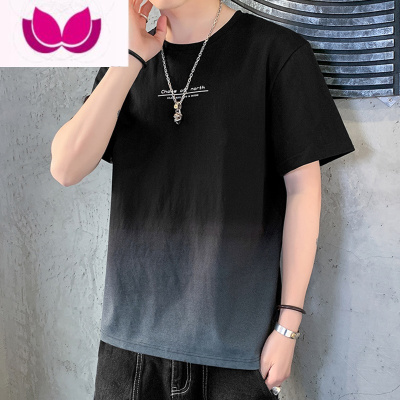 七斓短袖t恤男士夏季2023新款上衣潮牌渐变半袖男生宽松夏装衣服