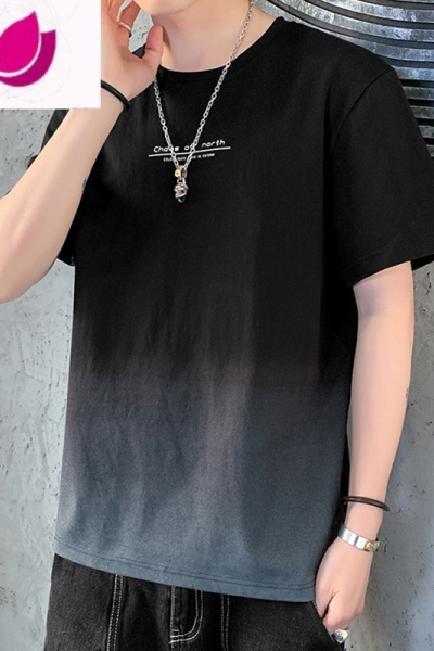 七斓短袖t恤男士夏季2023新款上衣潮牌渐变半袖男生宽松夏装衣服