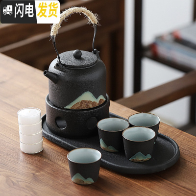 三维工匠弄里|日式功夫茶具套装家用禅意提梁壶茶壶陶瓷家用喝茶简约礼盒 远山温茶套装(禅黑)