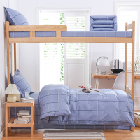 采馨 全棉床品三件套格子被套 床单小单枕套 0.9m床/1.0m床/1.2m床 套