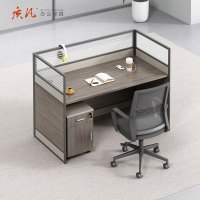 质凡现代职员办公桌屏风员工桌 单人位1200*600*1100mm(含柜椅)