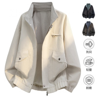 夹克男立领春秋新款男装纯色宽松休闲百搭青少年潮牌痞帅夹克外套