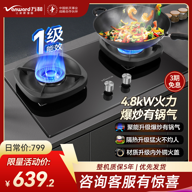 万和(Vanward) 超一级能效 液化气双灶 双眼燃气灶 单灶具 4.8KW火力钢化玻璃 可调底座G6L50