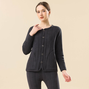 中老年加绒加厚羊毛保暖内衣男冬季东北耐寒夹棉家居服开衫套装女