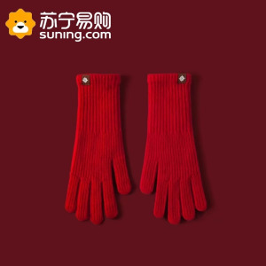 新年红色长款毛线手套女冬季加厚保暖骑行防寒全指针织可触屏